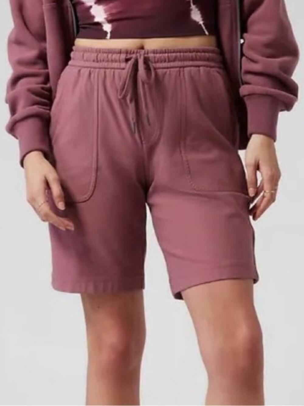 Athleta Farallon Bermuda Sweat Shorts in Tawny Rose Size X-Small Athleisure